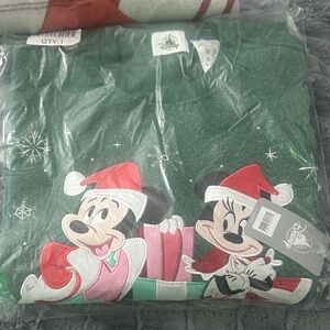 Disney Green Holiday Sweatshirt with Mickey and Minnie